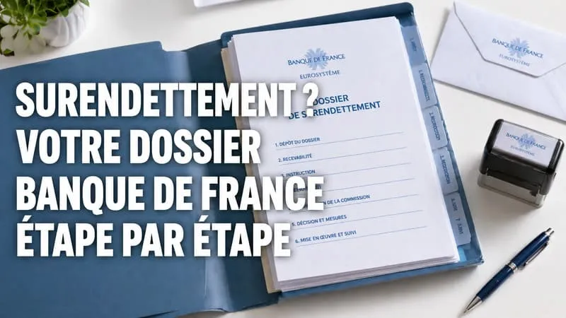 Dossier de surendettement Banque de France — documents administratifs, courrier et formulaire officiel