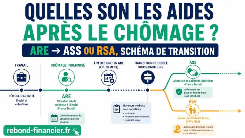 Chronologie des aides après le chômage ARE — transition vers ASS et RSA en 2026