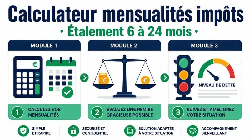 Calculateur mensualités impôts — simulation étalement dette fiscale en ligne