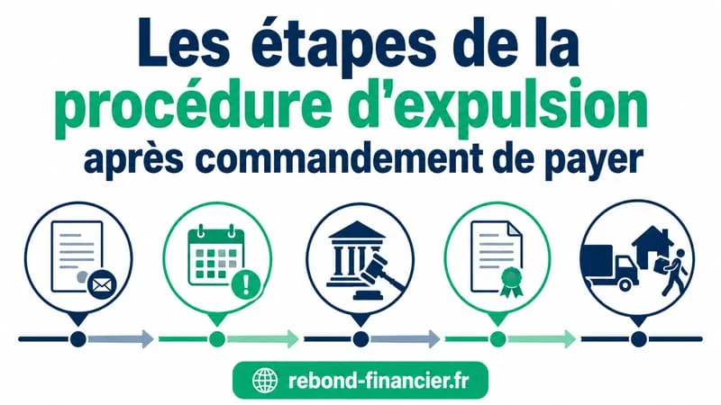 Commandement de payer loyer : les étapes de la procédure d'expulsion Schéma des étapes de la procédure d'expulsion après commandement de payer