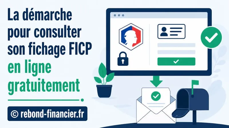 Comment consulter le FICP en ligne via FranceConnect Banque de France Illustration de la démarche pour consulter son fichage FICP en ligne via le site de la Banque de France