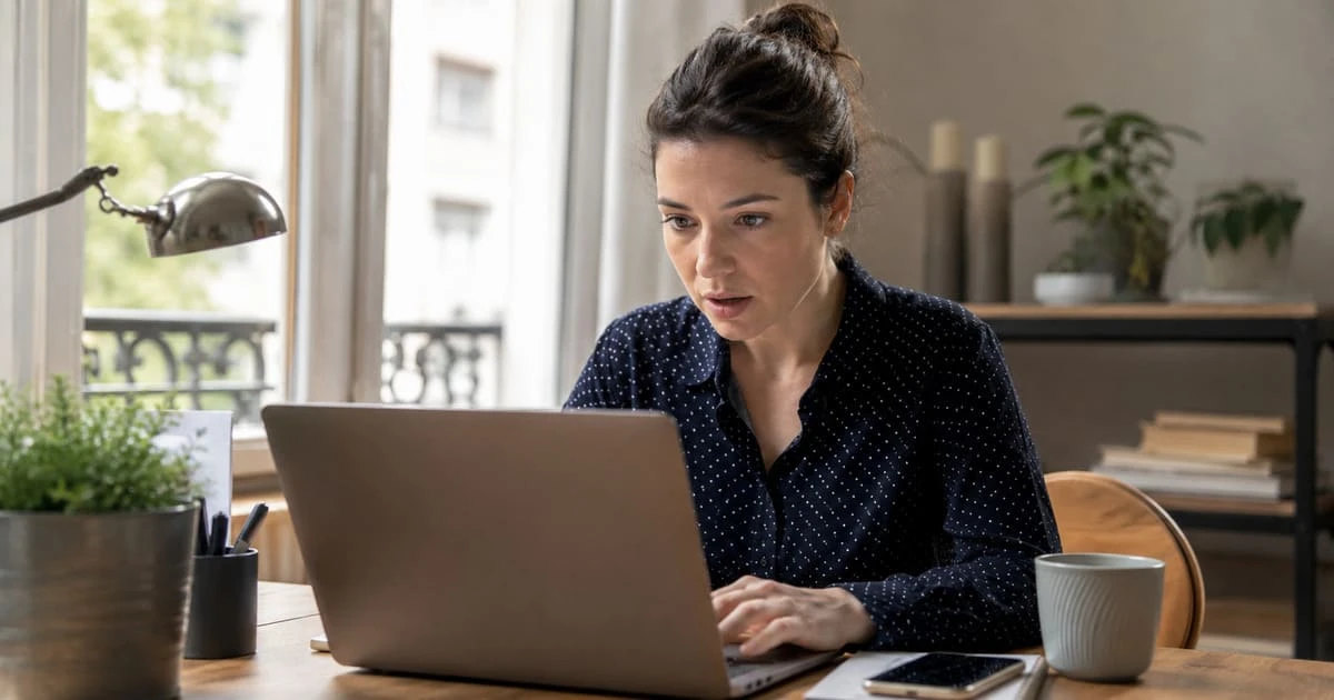 Vérifier ses droits CAF en ligne — droits oubliés et aides méconnues Femme consultant ses droits CAF sur ordinateur pour découvrir ses aides méconnues