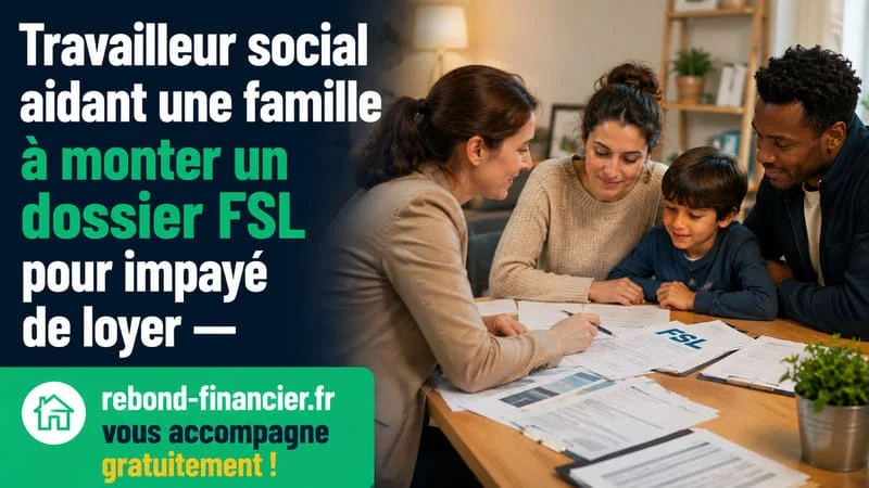 FSL aide loyer impayé : accompagnement par un travailleur social – rebond-financier.fr Travailleur social aidant une famille à monter un dossier FSL pour impayé de loyer