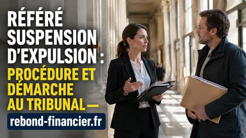 Référé suspension d'expulsion : procédure et démarche au tribunal Avocat et locataire devant un tribunal pour une demande de référé suspension d'expulsion