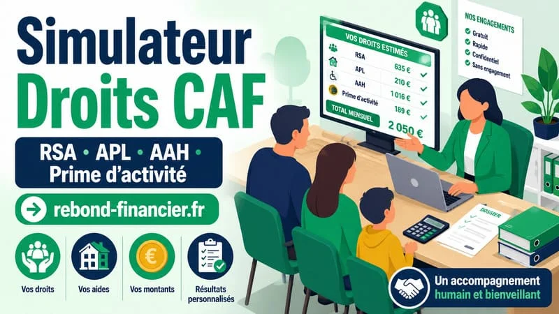 Simulateur droits CAF 2026 — aides sociales pour familles en difficulté financière