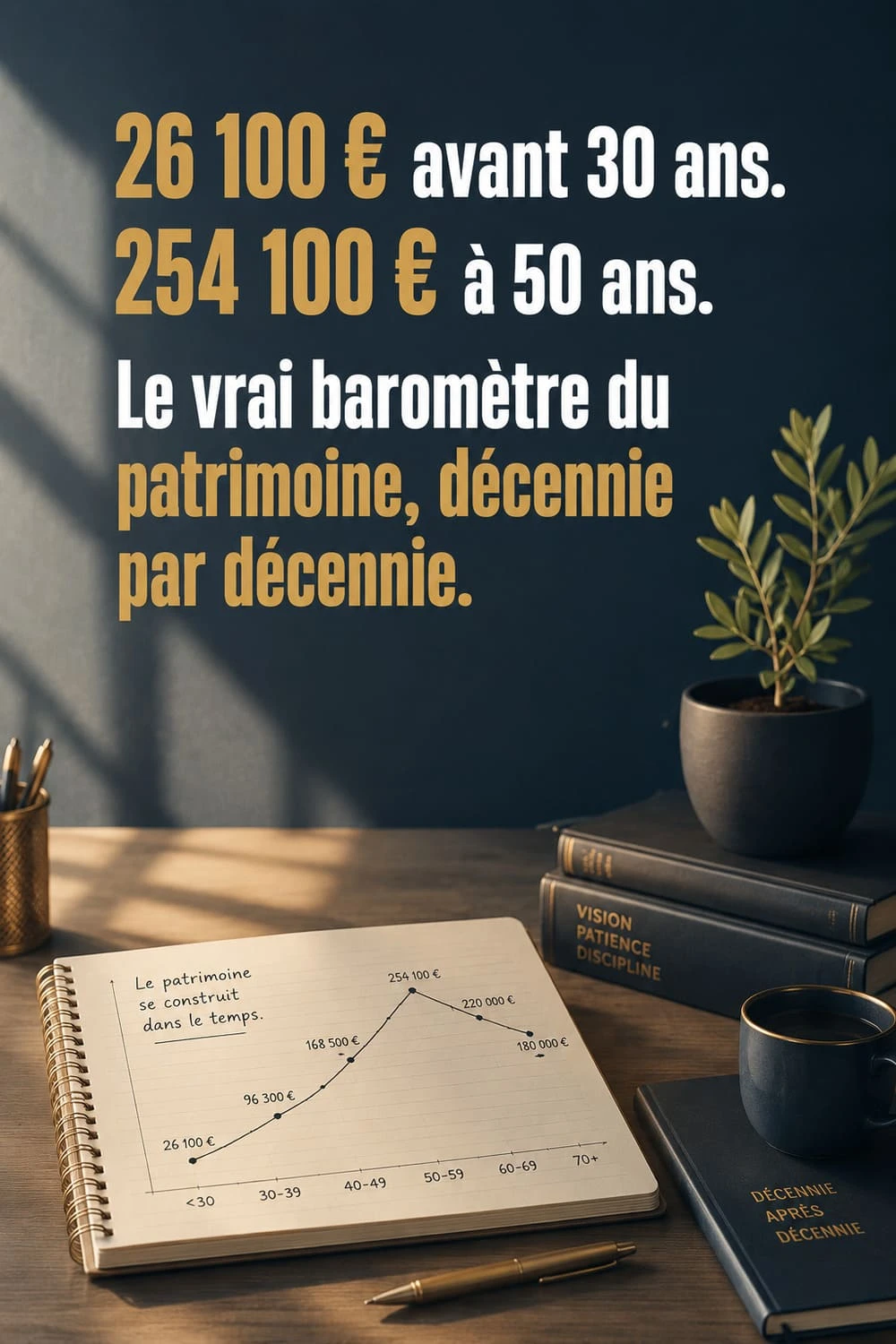 Le baromètre complet du patrimoine par âge en France Patrimoine médian par âge en France, baromètre complet 20 à 70 ans
