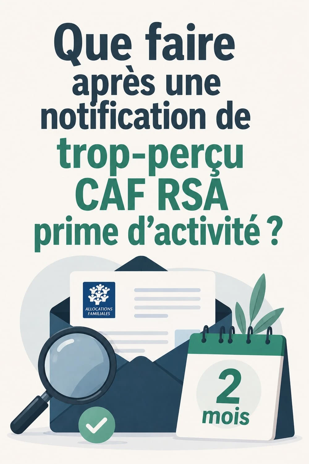 Personne recevant une notification de trop-perçu CAF RSA prime d'activité suite au contrôle automatisé 2026